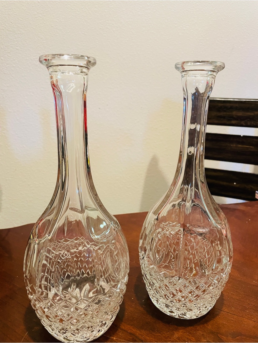 Clear Glass Decorative Decanter Vase - Pair
